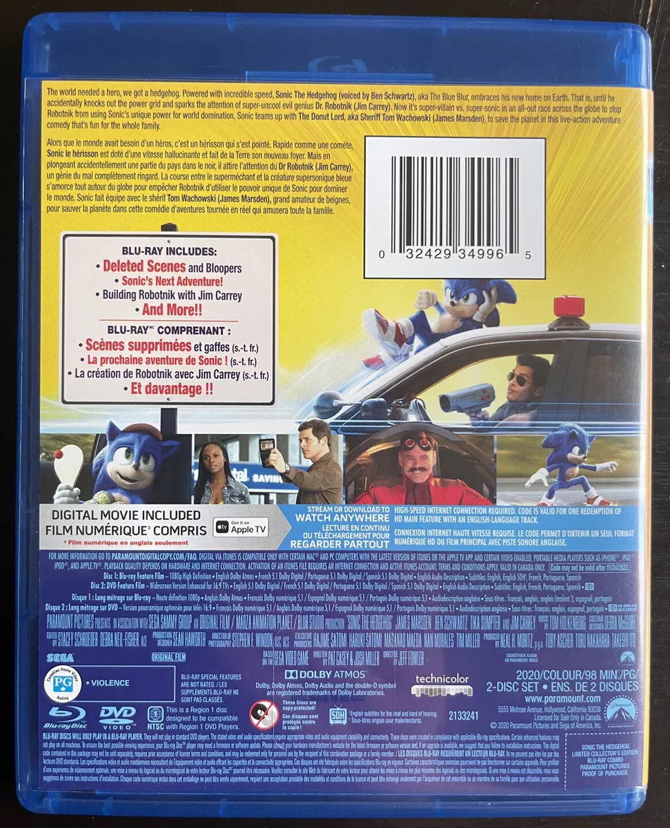  Sonic The Hedgehog (DVD) [2020] : Movies & TV