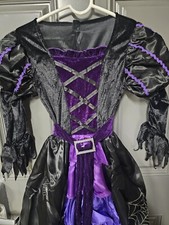 New Kids Girls SMALL Age 3-4 READ WITCH Halloween Costume Dress Broom Hat