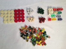 Vintage Lot 150+ Of Game Pieces, Dice, Checke...