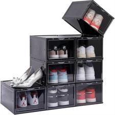 Magnetic Shoe Organizers Box Sneaker Storage Case Clear Container Heavy Duty XL