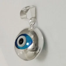 Sterling Silver double sided lucky evil Eye charm pendant 10mm mati nazar Europe