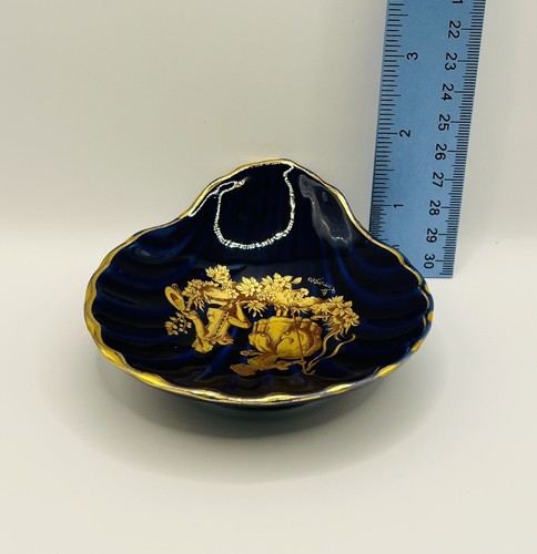 Small Vintage Limoges Porcelain Plate Cobalt Blue Gold - Picture 3 of 8
