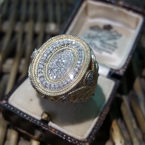 925 Sterling Silver Ring, Natural Diamond Ring, 1ct Diamonds,Size N.5 US 7, Gold - Picture 7 of 10