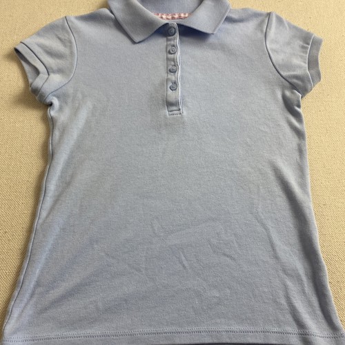 Izod Girls Short Sleeve Polo T Shirt School Uniform Size S 7/8 Baby Blue - Picture 8 of 12