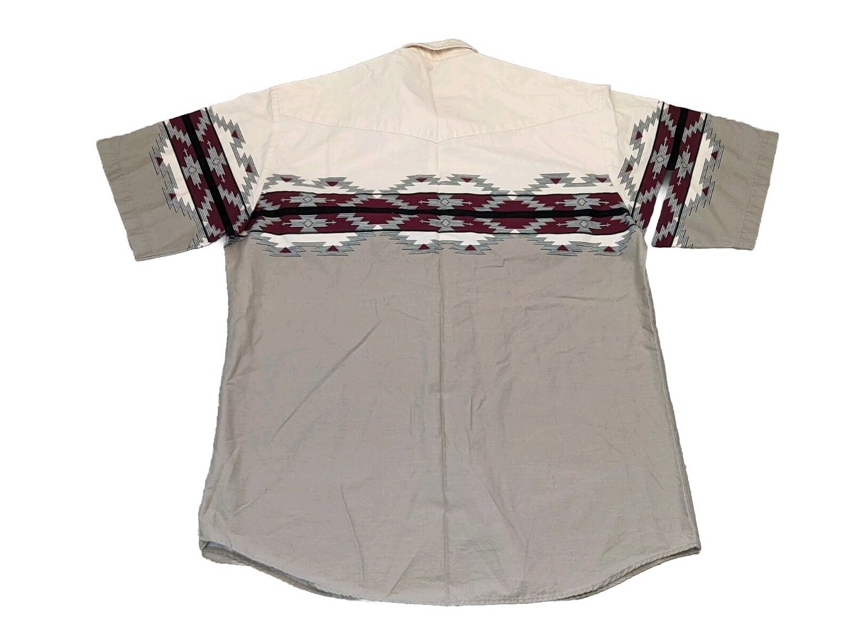 Vtg Roper Border Southwest Short Sleeve Men's Button Shirt Size