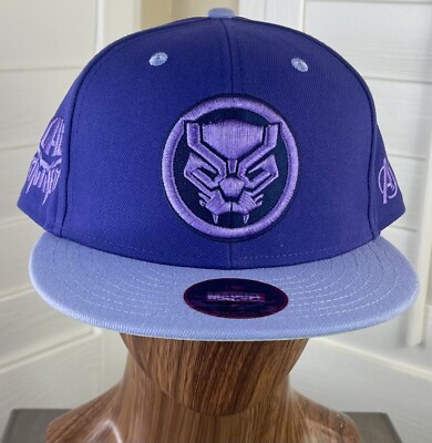 Lids Exclusive Black Panther/Marvel Embroidered Logo Purple Fitted Hat Sz 7 3/4