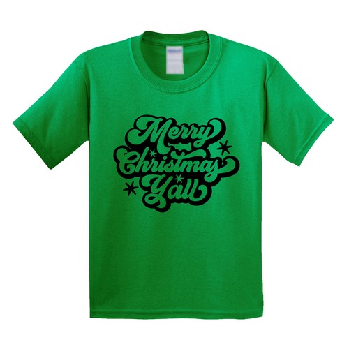 Merry Christmas Yall Holiday Funny Kids Short Sleeve T Shirt USA New Gift Tee - Bild 10 von 13