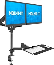 Dual Monitor Sit Stand Workstation [2 Screens up to 32" Each] Height Adjustable