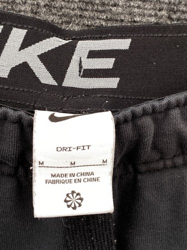 Nike Dri-Fit Mens Medium Tapered Training Pants Black Fleece Pockets Logo - Picture 2 of 14