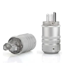 Rhodium Plated US Power Plug + IEC Connector for HIFI Mains Supply Power Cable