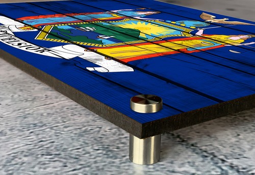 New York State Flagge Holzdruck Wandkunst Dekoration 24" x 15" - Bild 4 von 6