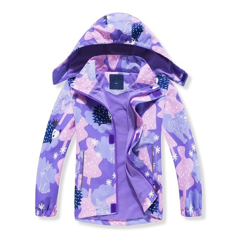 Kids Girls Boys Rain Jacket Full Zip Hooded Lightweight Waterproof Coats Casual - Picture 14 of 22
