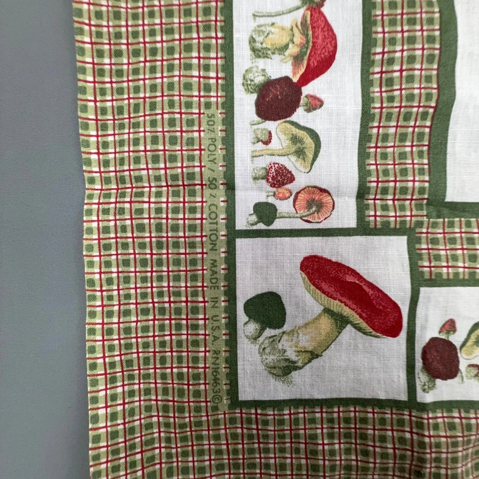 Pañuelo Vintage Champiñón Años 70 Estampado Taburete de Sapo Bufanda 50/50 Algodón Poli EE. UU. 22x21,5 Foto 4 de 4