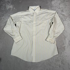 Brooks Brothers Shirt Mens 16 1/2 Yellow 346 Pinstripe Button Up Casual Preppy