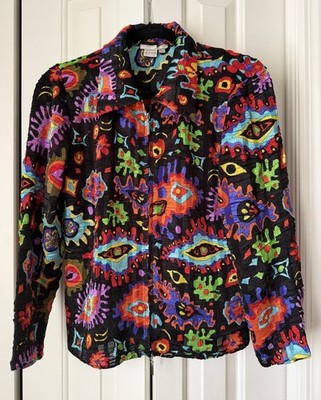 Alberto Makali  Colorful  Art  Zip Jacket Woman s Size L 