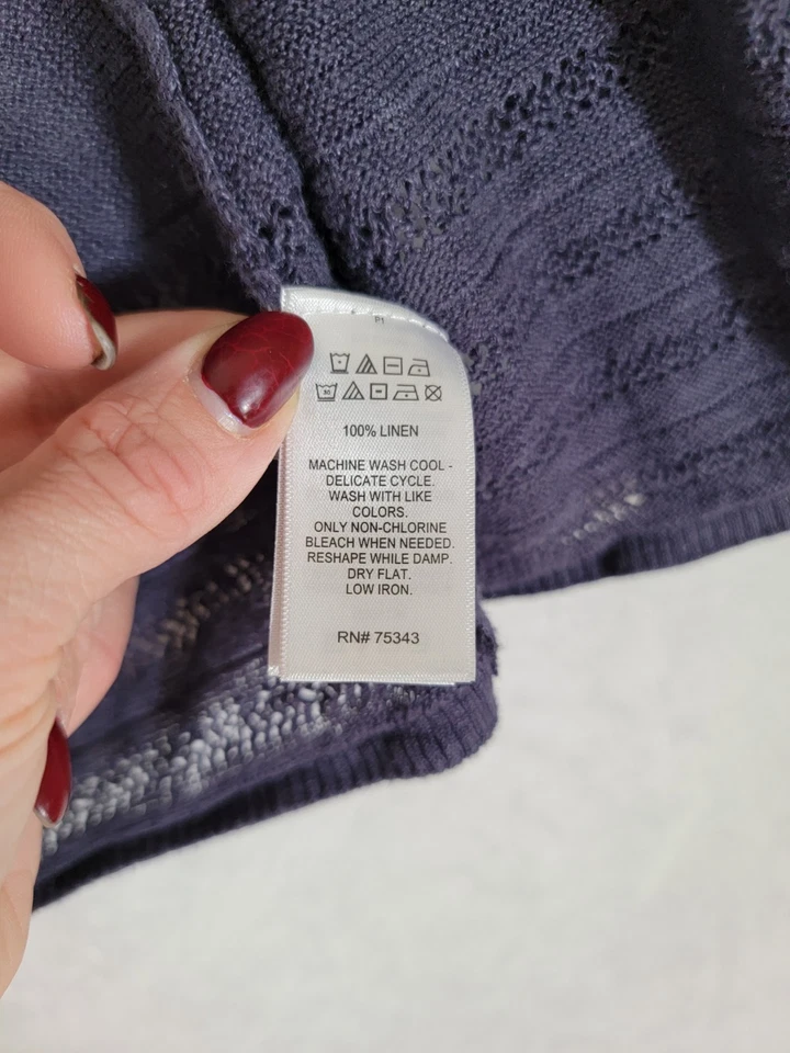 Cárdigan Suéter Nanette Lepore Mujer L 100% Lino Tejido Silencioso Lujo Preppy Foto 4 de 4