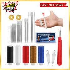 37 PCS Big Eye Steel Sewing Needles Kit, Steels Needle for Hand Sewing with Thim