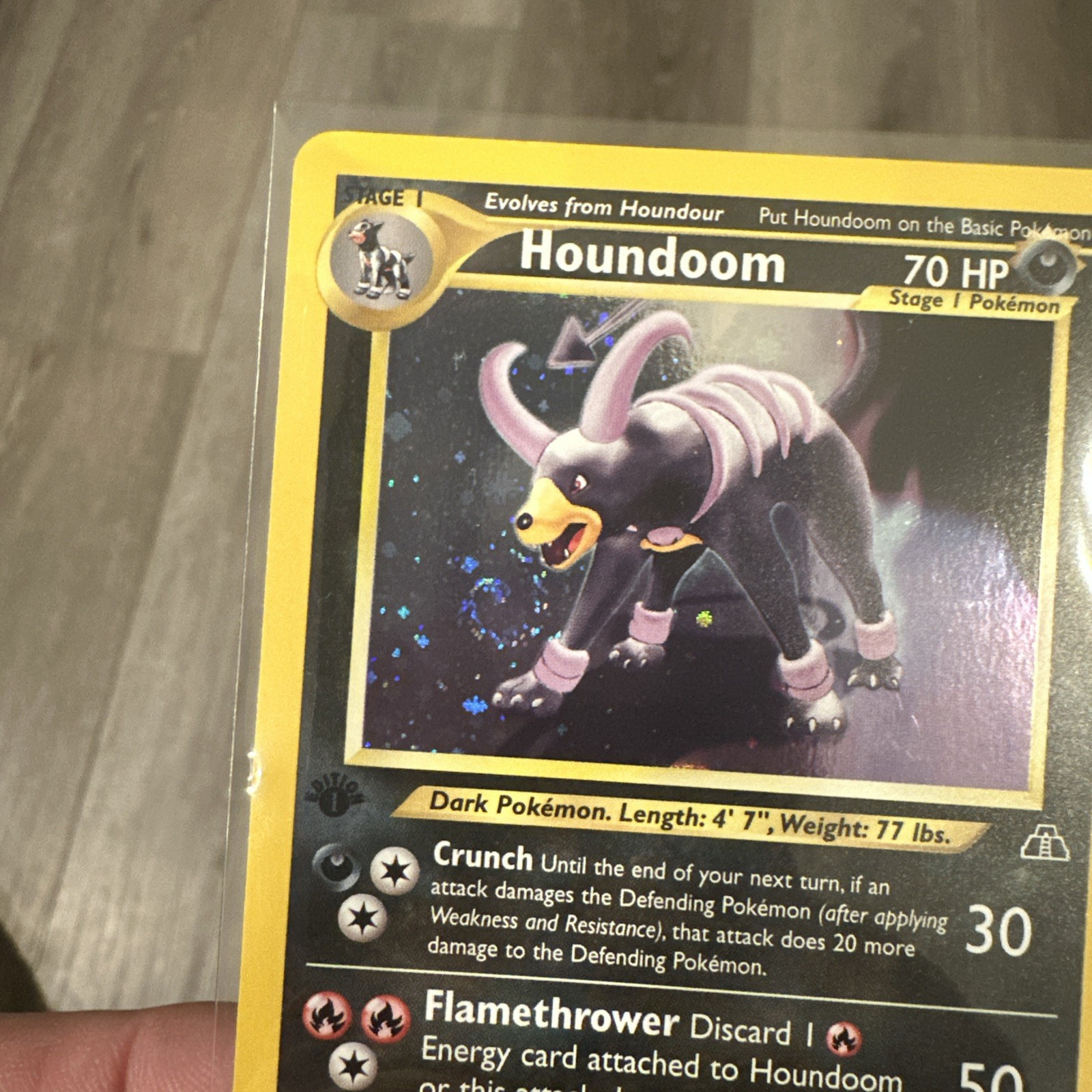 2001 Pokémon Neo Discovery Houndoom Holo First Edition Vintage NM! 4/75 SWIRL!!