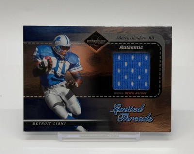 2003 Leaf Limited Limited Threads #LT-5 Barry Sanders /100 Detroit Lions HOF