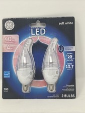 Pack Of 2 GE LED 40 Watt, 300 Lumens lightbulbs candle tip, soft white, frosted