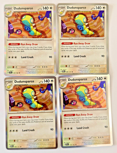 4x Playset Dudunsparce Holo 129/162 080/131 Temporal Forces Prismatic Evolutions