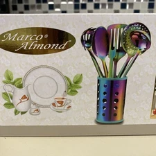 Utensil Set Rainbow Titanium Utensils Sets Stainless Steel Kitchen Cooking
