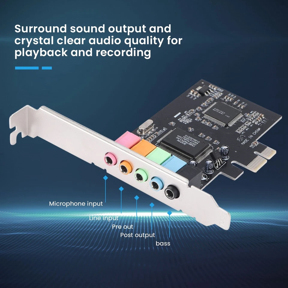 PCIe Sound Card 5.1, PCI Express Surround Card 3D Stereo Audio with High5457 - Image 3 of 4