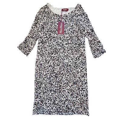 MAX MARA STUDIO Scoop Neck Abstract Print Black and White Dress XL NWT