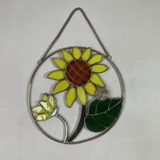 Stained Glass Sunflower Suncatcher Window Hanger 8  Floral Home Decor