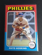 MLB 2024 Topps Heritage Rhys Hoskins Phillies Printed Autograph Jersey, No. 163.