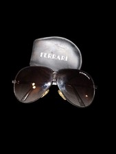 Vintage 70s - 80s Ferrari Aviator Black Folding Sunglasses w/ Carrying Case