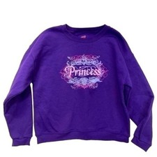 Princess Sweatshirt Girl&rsquo;s Large 10-12 Purple pastel glitter graphic print Y2K