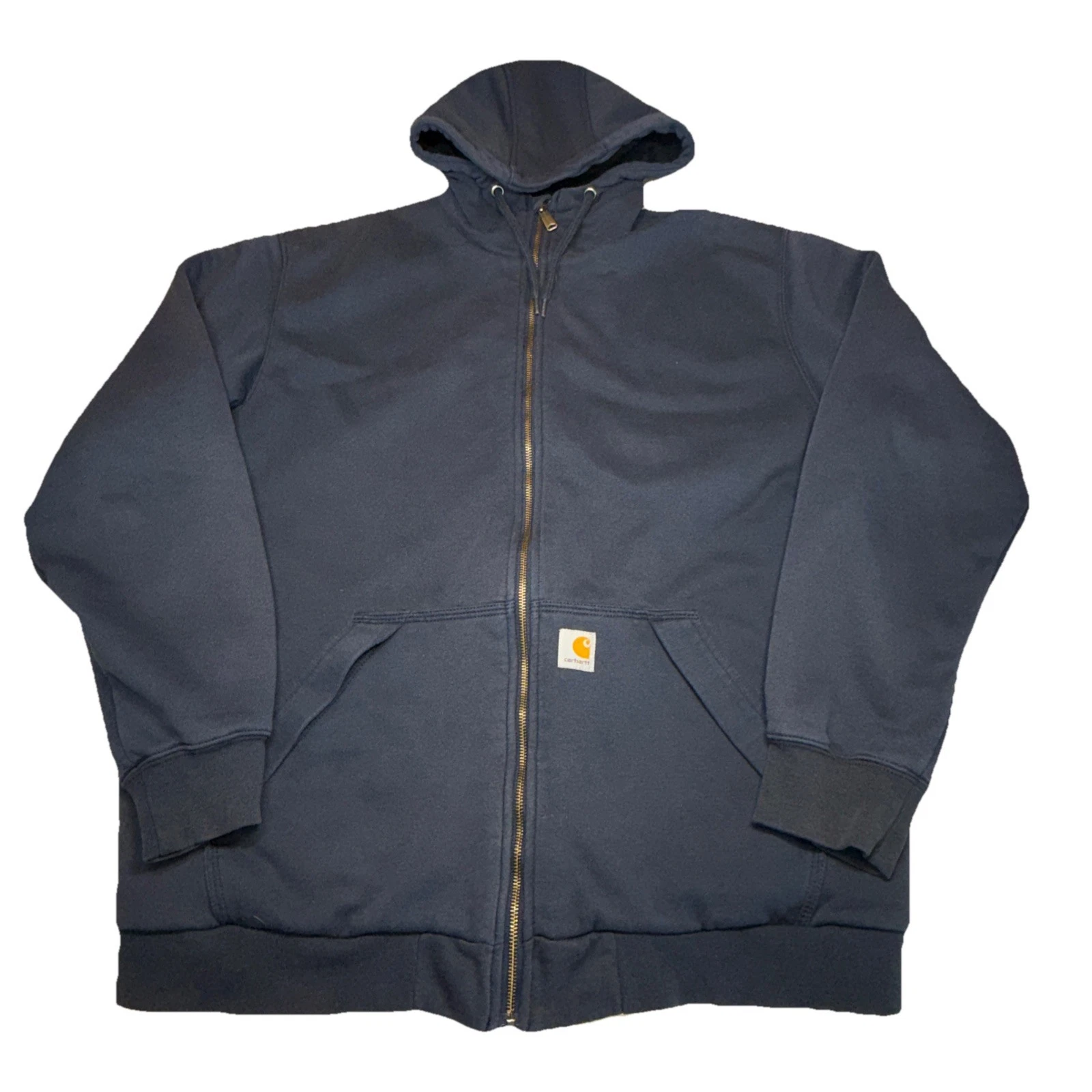 Carhartt Men Hoodie L TALL Navy Rain Defender Midweight Thermal Lined TS4078-M