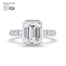Emerald Diamond Engagement Ring Platinum Labgrown 2.60 Ct Solitaire