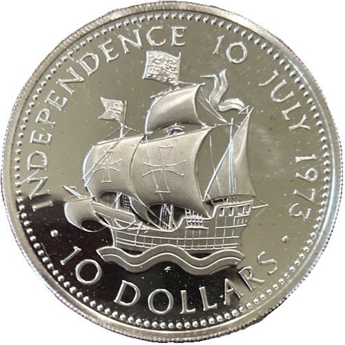 Bahamas Independence Day 1973 10 Dollar Sterling Silver Proof Coin Franklin Mint