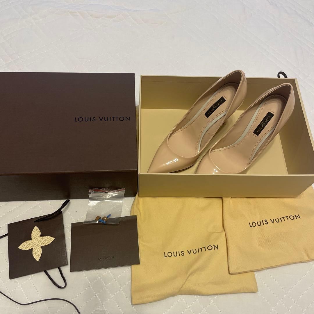 LOUIS VUITTON Pumps Heel Leather Beige EU35/US5 120399c thumbnail 10