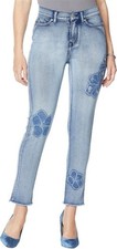 DG2 Diane Gilman Sorbet Floral Appliqu  Ankle Jean Midtone 2P NEW 1095 