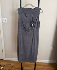 Elie Tahari Women's Gray Solid Sheath Dress 8 Sleeveless Cutout Zip Knee
