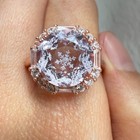925 Sterling Silver Ring 10mm Natural Snowflake Carved Amethyst Zircon Handmade — photo 8