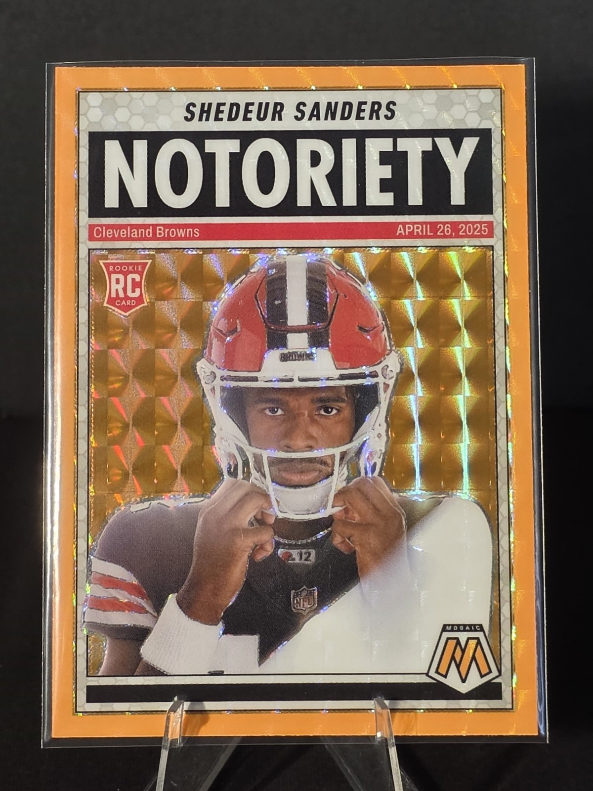 2025 Panini Mosaic - Notoriety Shedeur Sanders #13 Orange Fluorescent Mosaic...