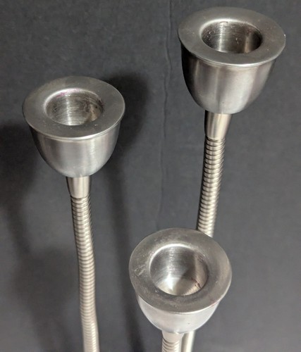 UNIKAT Schwanenhals 3 Kegel Kerzenständer Kerzenhalter flexibel silberfarben - NOOD - Bild 5 von 8