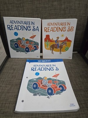 BJU Adventures in Reading-Texts 3A & 3B  and mostly unused WORKTEXT-See Details