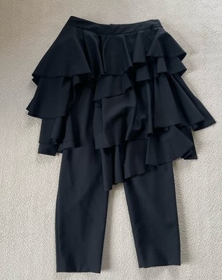 Comme des Garcons Schwarz Rüschen Wickelrock Hose Hergestellt in Japan