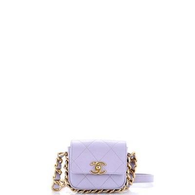 CHANEL ショルダーバッグ パープル チェーンバッグ Chanel Framing Chain Flap Bag Quilted Calfskin Mini | eBay
