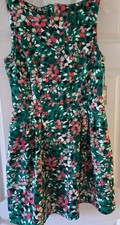 New Vince Camuto 14 Women's Floral Sleeveless Dress Multi On Green Background