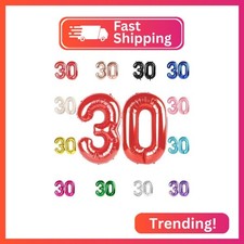 Red Number 30 Balloon 40 Inch - 30th Balloon Number Birthday Decorations
