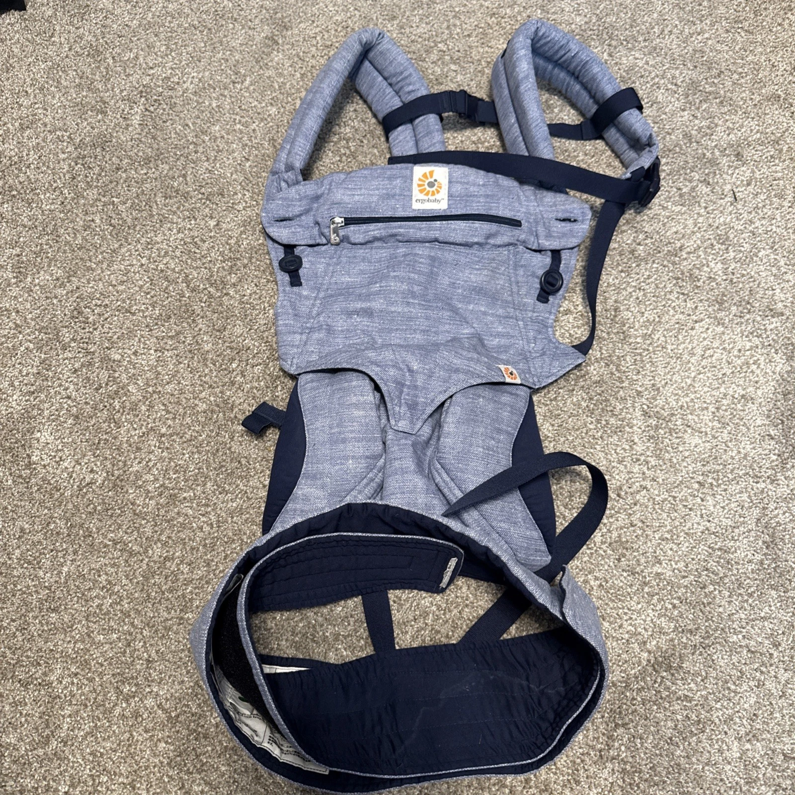 ERGOBABY Ergo Baby Carrier - Lite Blue - Newborn/Toddler (7-45 Lbs) LikeNew 3x’s