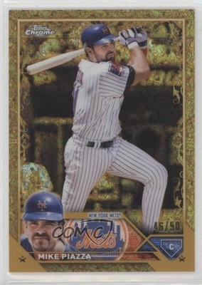 2023 Gilded Collection Gold Mini-Diamond Refractor 46/50 Mike Piazza #31 HOF 0c3
