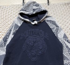 Y2K South Pole Authentic Collection Hoodie Men  s Size L Navy Blue Embroidery