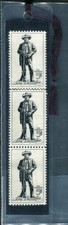 1964 SAM HOUSTON LAMINATED BOOKMARK W/REAL U.S. POSTAGE STAMPS. NEW! #1242.